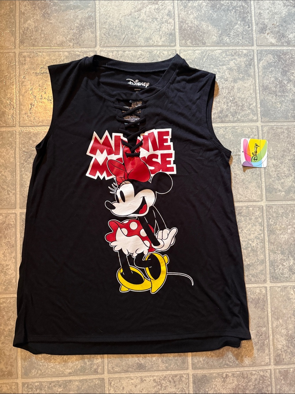 Disney Black Minnie Mouse Tank with Red Bow & Yellow Shoes